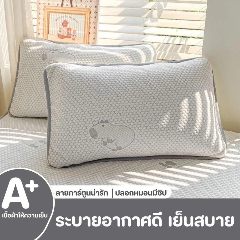 ปลอกหมอนเย็น ความรู้สึกเย็น น้ําแข็ง หมอนกันเปื้อน (48*74 ซม) ปลอกหมอนสีพื้น เย็น ระบายอากาศ กันเหงื่อ ข้างกันไรฝุ่น
