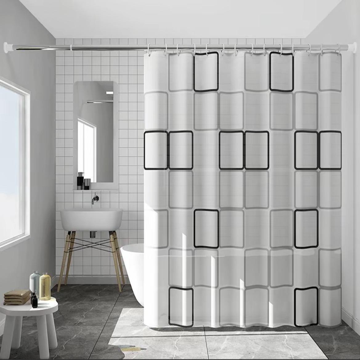 ม่านห้องน้ำ ม่านพลาสติกกันน้ำ ขนาด 150cmX180cm 200X200cm พร้อมห่วงตะขอ ผ้าม่านห้องน้ำห้องอาบน้ำ กันน้ำ กันเชื้อรา