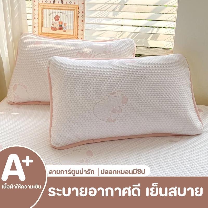 ปลอกหมอนเย็น ความรู้สึกเย็น น้ําแข็ง หมอนกันเปื้อน (48*74 ซม) ปลอกหมอนสีพื้น เย็น ระบายอากาศ กันเหงื่อ ข้างกันไรฝุ่น