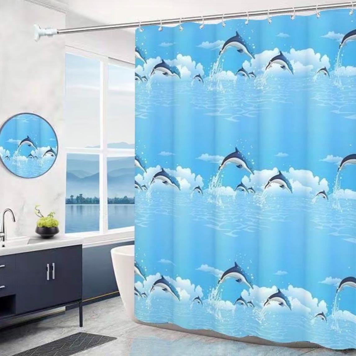 ม่านห้องน้ำ ม่านพลาสติกกันน้ำ ขนาด 150cmX180cm 200X200cm พร้อมห่วงตะขอ ผ้าม่านห้องน้ำห้องอาบน้ำ กันน้ำ กันเชื้อรา