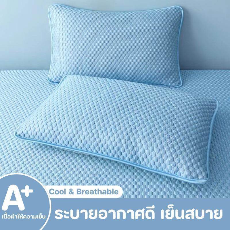ปลอกหมอนเย็น ความรู้สึกเย็น น้ําแข็ง หมอนกันเปื้อน (48*74 ซม) ปลอกหมอนสีพื้น เย็น ระบายอากาศ กันเหงื่อ ข้างกันไรฝุ่น