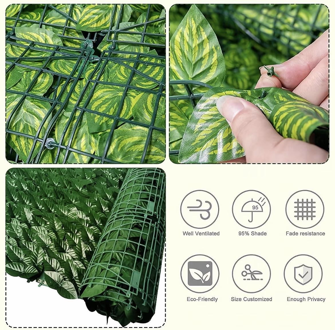 รั้วใบไม้ปลอม ดอกไม้ปลอม ต้นไม้ปลอม รั้วตกแต่งสวน รั้วแต่งสวน ถอดได้ Diy ลมแรงเป่าไม่ล้ม ใช้ได้ทั้งใน-นอกบ้าน ขนาด 100-300CM ความสูง 15 cm