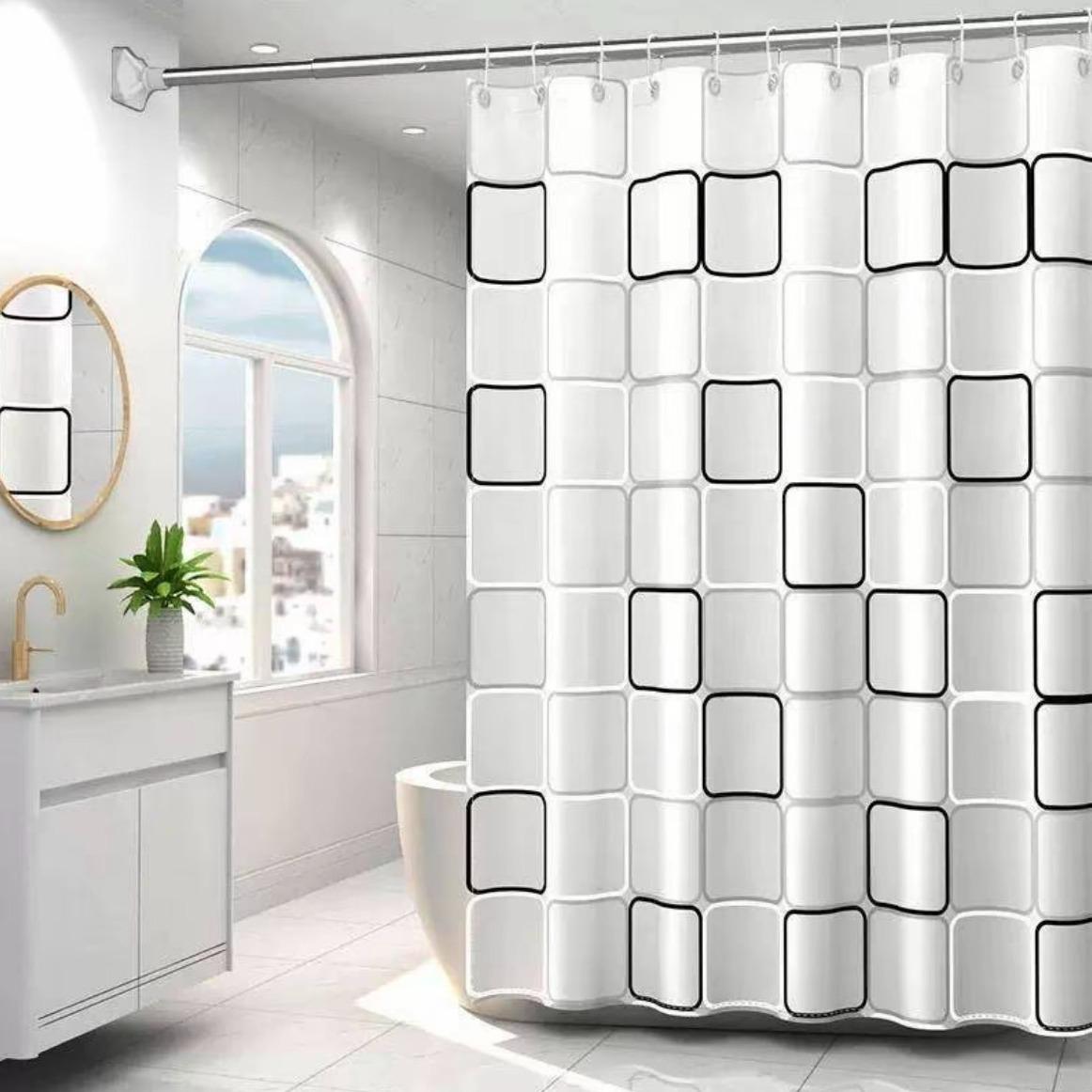 ม่านห้องน้ำ ม่านพลาสติกกันน้ำ ขนาด 150cmX180cm 200X200cm พร้อมห่วงตะขอ ผ้าม่านห้องน้ำห้องอาบน้ำ กันน้ำ กันเชื้อรา
