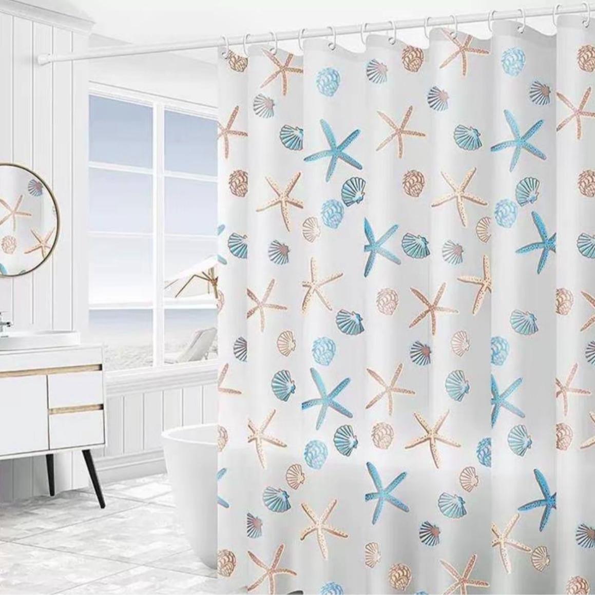 ม่านห้องน้ำ ม่านพลาสติกกันน้ำ ขนาด 150cmX180cm 200X200cm พร้อมห่วงตะขอ ผ้าม่านห้องน้ำห้องอาบน้ำ กันน้ำ กันเชื้อรา