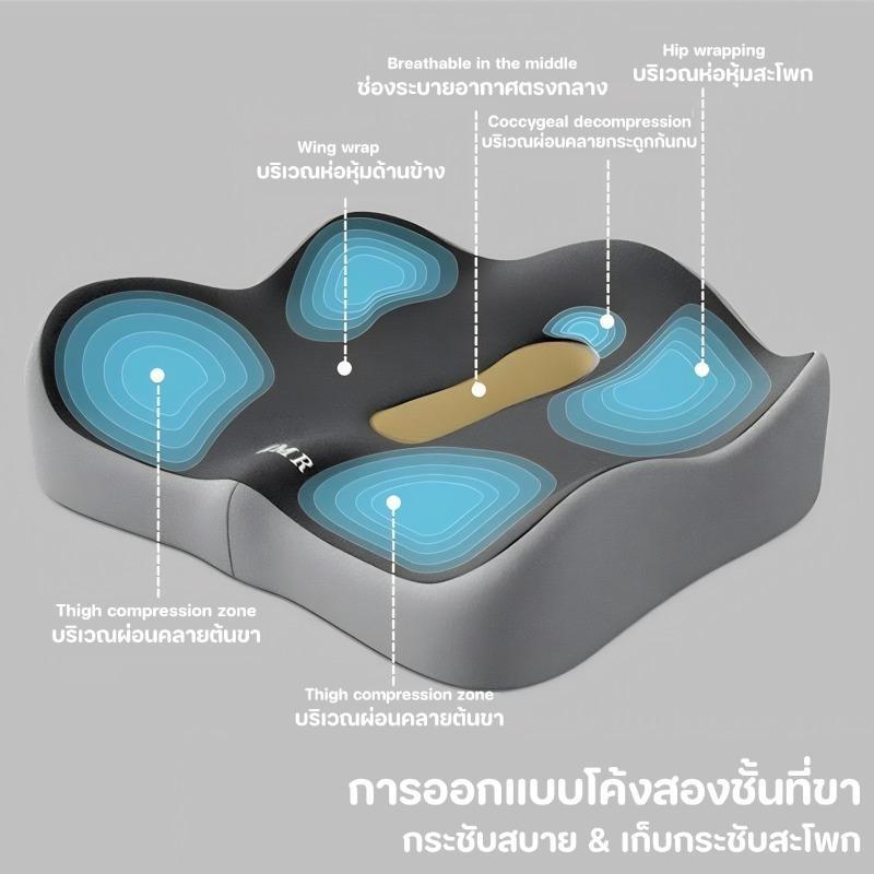 เบาะรองหลัง เบาะรองนั่ง เบาะรองนั่งเก้าอี้ทํางาน เมมโมรี่โฟมแท้ 100% ลดอาการปวดเมื่อย สบายและระบายอากาศได้ดี ไม่ร้อนอึดอัด ใช้ได้กับเก้าอี้หลากหลาย